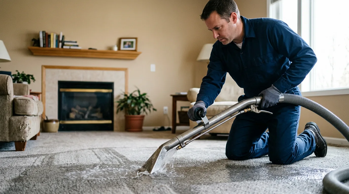 Water damage restoration technician working near Milan, IN